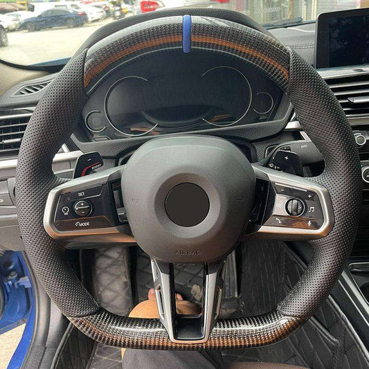 Custom Leather Carbon Fiber Steering Wheel for BMW M3 F80 F82 X5M F85 M2 F87 M5 F90 X3M F97 G20 M5 G30 G42 G80 G82 M235i M340i - YunLexus