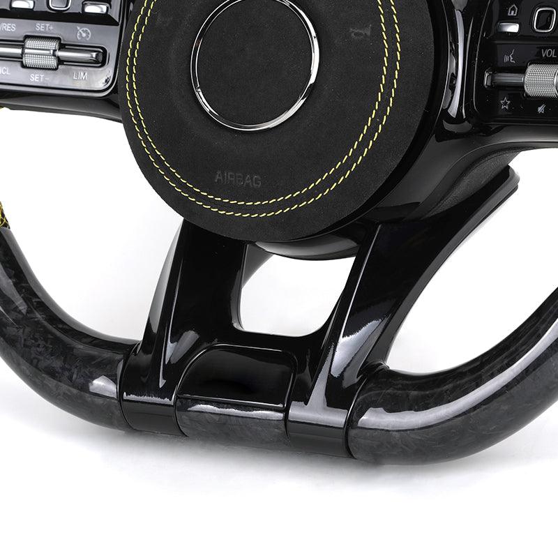 Custom Lenkrad Half Alcantara Forged Carbon Fiber Steering Wheel for Mercedes Benz W205 W213 W222 X290 W463 CLA C118 C63 AMG GT - YunLexus Custom Custom Steering Wheels for Mercedes