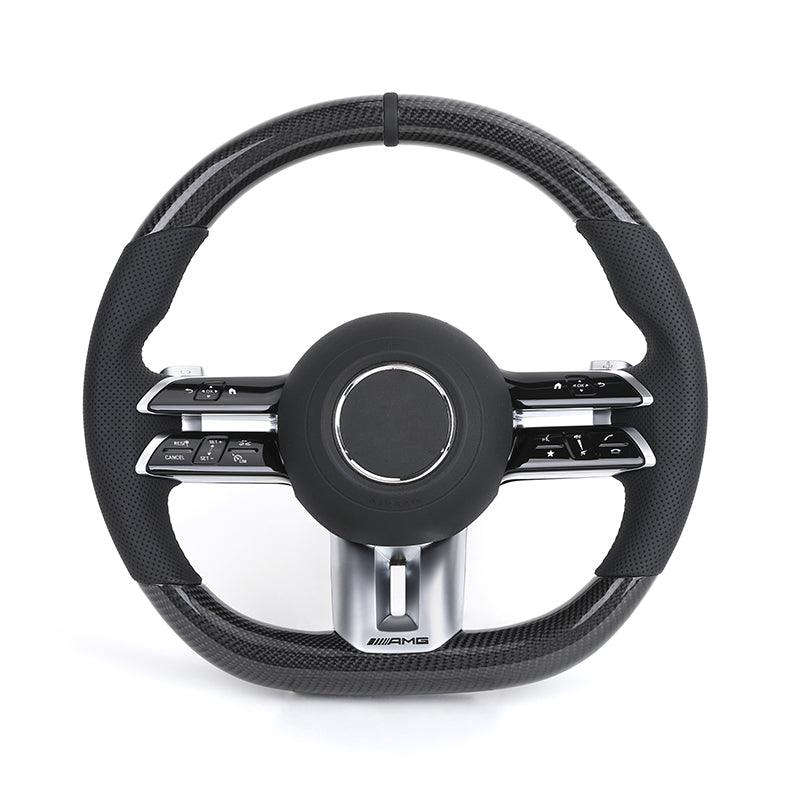 Custom Lenkrad Half Perforated Leather Carbon Steering Wheel for Mercedes Benz W463 W219 C217 W217 CLS W218 W166 W205 W211 GLC - YunLexus Custom Custom Steering Wheels for Mercedes