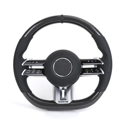 Custom Lenkrad Half Perforated Leather Carbon Steering Wheel for Mercedes Benz W463 W219 C217 W217 CLS W218 W166 W205 W211 GLC - YunLexus Custom Custom Steering Wheels for Mercedes