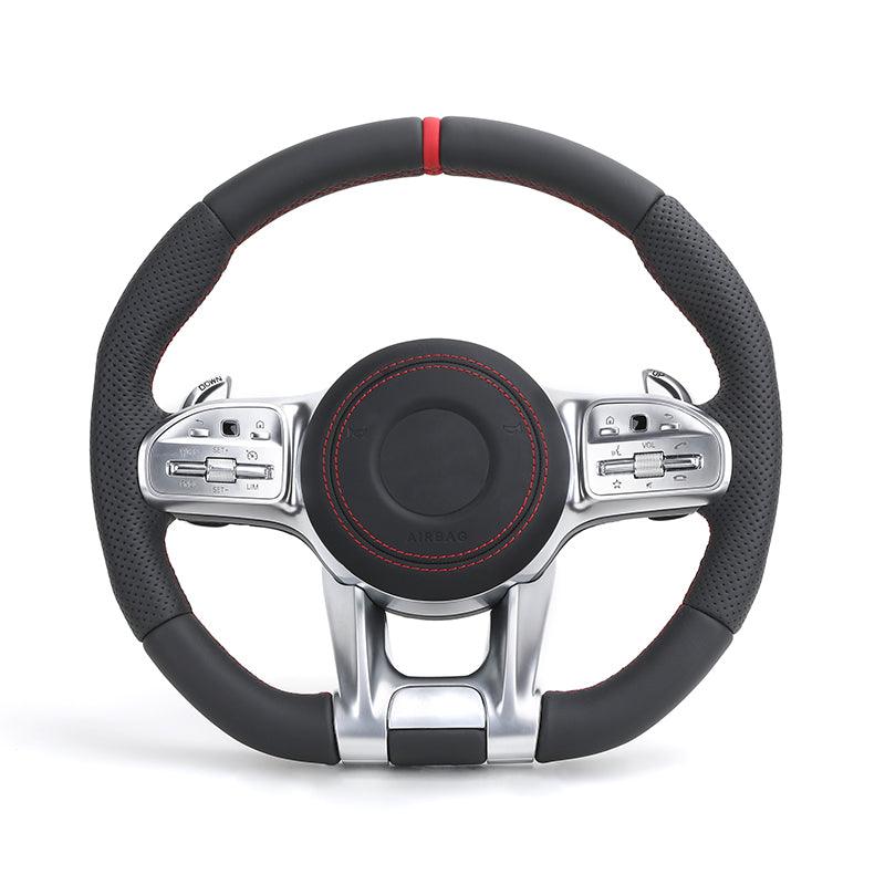 Custom Lenkrad Half Perforated Leather Steering Wheel for Mercedes Benz AMG W205 W212 W213 X217 W217 W166 W222 S400 GLE GLC GLB - YunLexus Custom Custom Steering Wheels for Mercedes