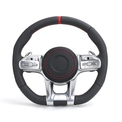 Custom Lenkrad Half Perforated Leather Steering Wheel for Mercedes Benz AMG W205 W212 W213 X217 W217 W166 W222 S400 GLE GLC GLB - YunLexus Custom Custom Steering Wheels for Mercedes