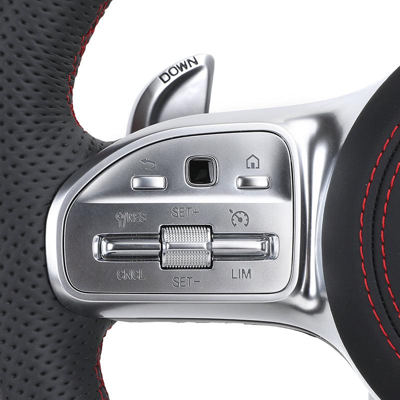 Custom Lenkrad Half Perforated Leather Steering Wheel for Mercedes Benz AMG W205 W212 W213 X217 W217 W166 W222 S400 GLE GLC GLB - YunLexus Custom Custom Steering Wheels for Mercedes