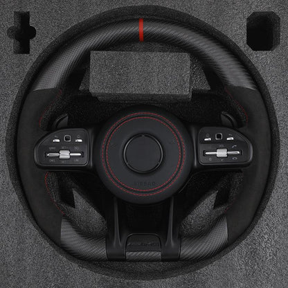 Custom Lenkrad Volant Half Alcantara Dry Carbon Steering Wheel for Mercedes W176 W213 W211 W213 W221 W218 W205 AMG GT ML W166 - YunLexus Custom Custom Steering Wheels for Mercedes