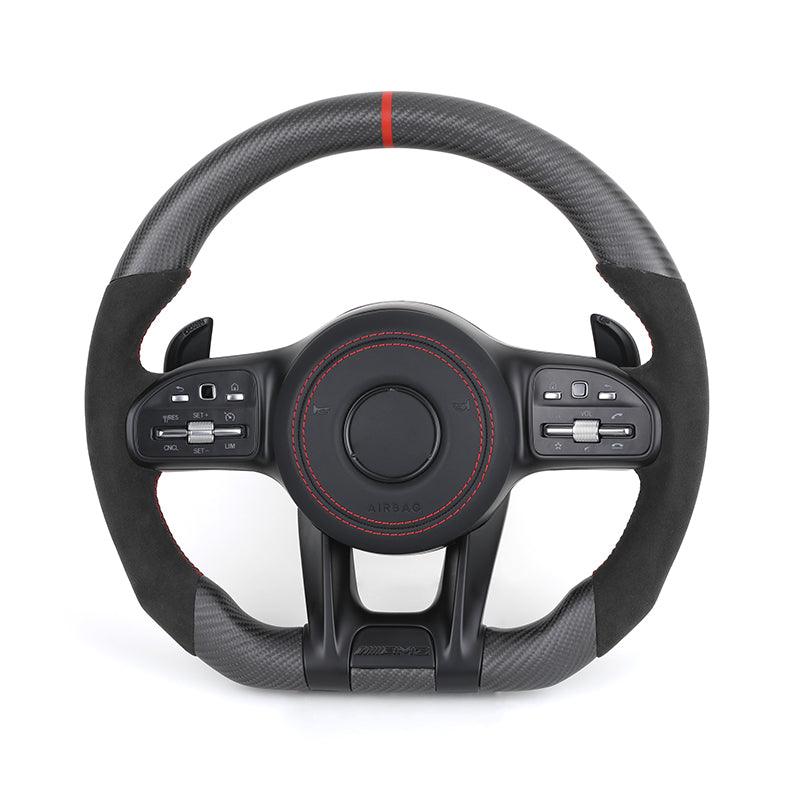 Custom Lenkrad Volant Half Alcantara Dry Carbon Steering Wheel for Mercedes W176 W213 W211 W213 W221 W218 W205 AMG GT ML W166 - YunLexus Custom Custom Steering Wheels for Mercedes
