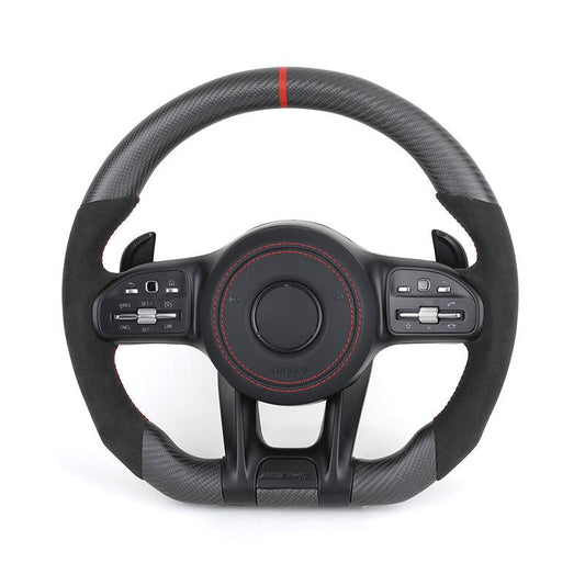 Custom Lenkrad Volant Half Alcantara Dry Carbon Steering Wheel for Mercedes W176 W213 W211 W213 W221 W218 W205 AMG GT ML W166