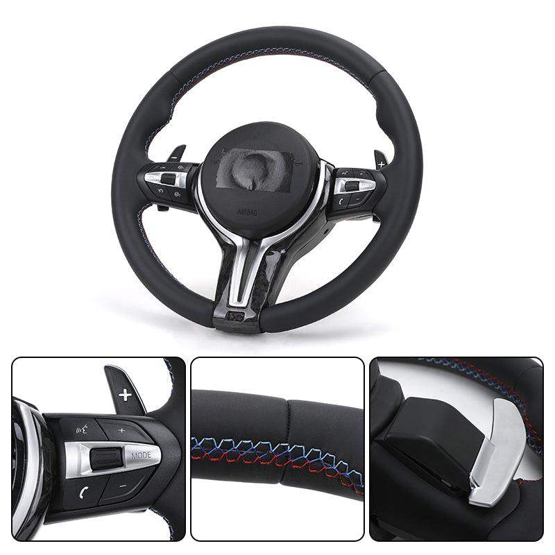 Custom M Sport Forged Carbon Trim Leather Steering Wheel for BMW F10 F20 F21 F22 F30 F32 F36 F80 X5 F15 E70 X6 F16 E71 X1 E84 - YunLexus