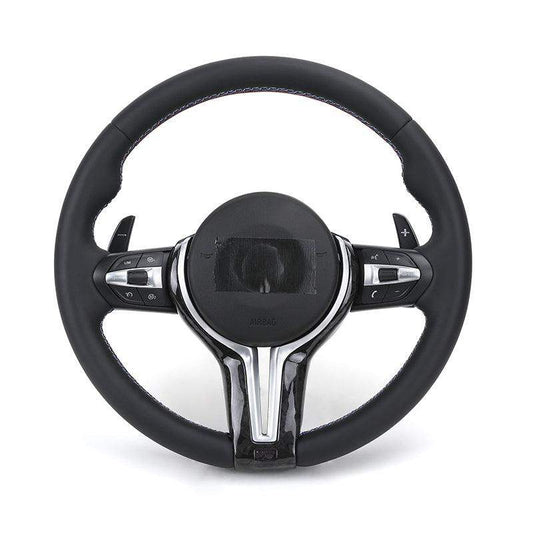 Custom M Sport Forged Carbon Trim Leather Steering Wheel for BMW F10 F20 F21 F22 F30 F32 F36 F80 X5 F15 E70 X6 F16 E71 X1 E84 - YunLexus