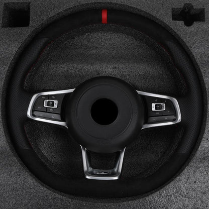 Custom R Line Volante Leather Alcantara Steering Wheel for volkswagen VW Polo Golf R MK7.5 MK6 MK7 MK8 Jetta Passat CC B6 B7 B8 - YunLexus Custom Custom Steering Wheels for Volkswagen
