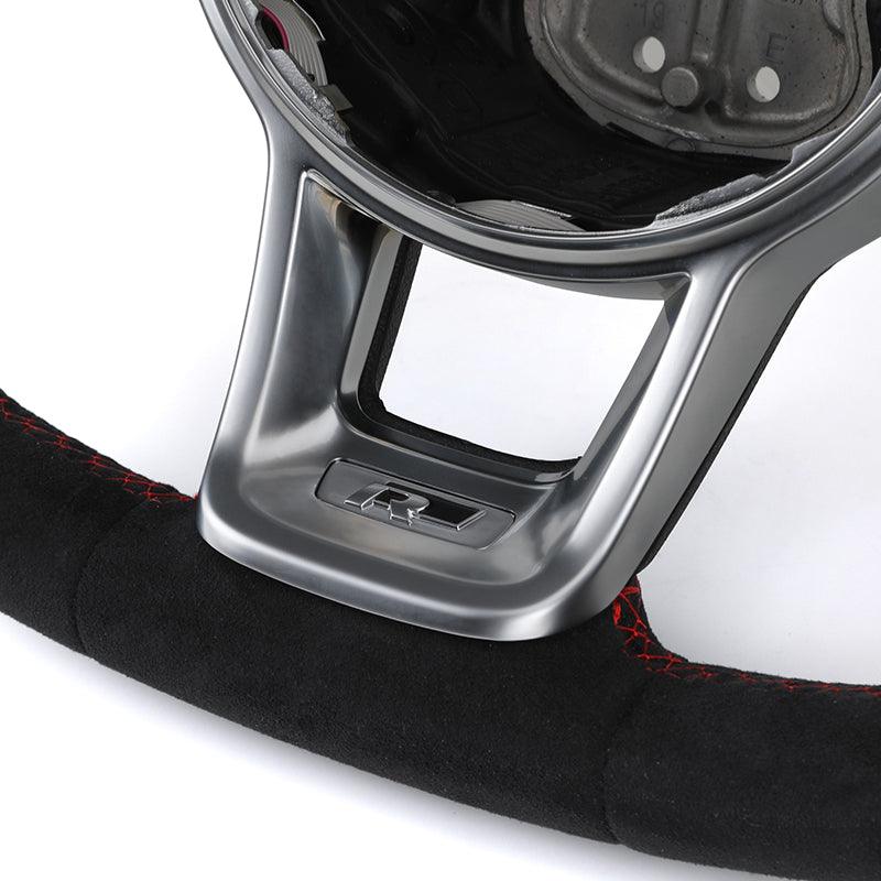 Custom R Line Volante Leather Alcantara Steering Wheel for volkswagen VW Polo Golf R MK7.5 MK6 MK7 MK8 Jetta Passat CC B6 B7 B8 - YunLexus Custom Custom Steering Wheels for Volkswagen