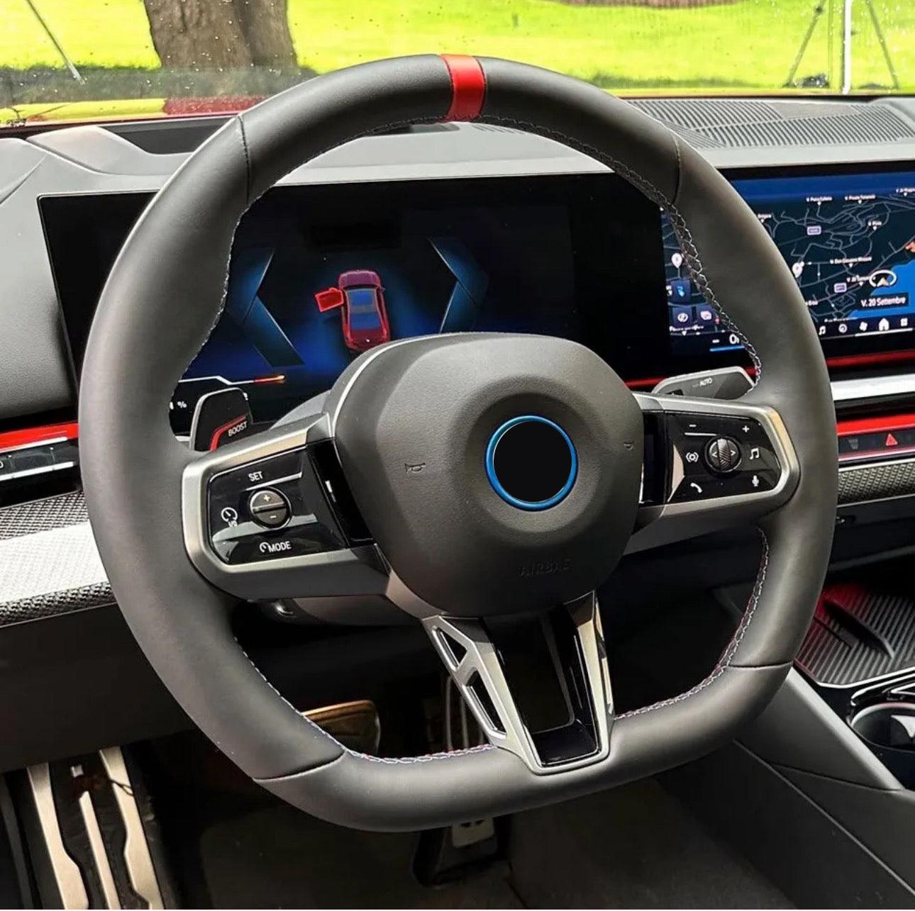 Custom Red Strip Full Leather ID8 Steering Wheel for BMW F10 X5 F15 X6 F16 F30 F93 G16 G20 G30 G70 G87 M3 G80 G81 M4 G42 G82 G83 - YunLexus