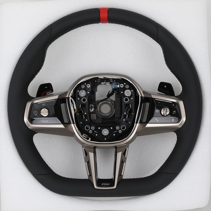 Custom Red Strip Full Leather ID8 Steering Wheel for BMW F10 X5 F15 X6 F16 F30 F93 G16 G20 G30 G70 G87 M3 G80 G81 M4 G42 G82 G83 - YunLexus