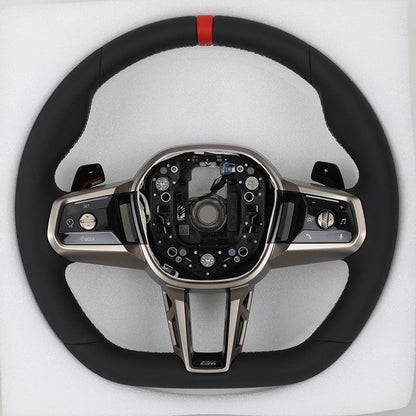 Custom Red Strip Full Leather ID8 Steering Wheel for BMW F10 X5 F15 X6 F16 F30 F93 G16 G20 G30 G70 G87 M3 G80 G81 M4 G42 G82 G83 - YunLexus