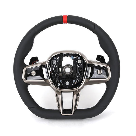 Custom Red Strip Full Leather ID8 Steering Wheel for BMW F10 X5 F15 X6 F16 F30 F93 G16 G20 G30 G70 G87 M3 G80 G81 M4 G42 G82 G83 - YunLexus