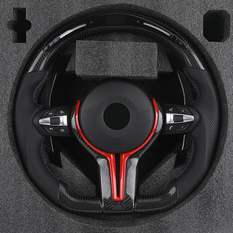 Custom Red Trim M Sport Volant Lenkrad Leather Carbon Steering Wheel for BMW F10 F20 F30 F02 F06 E60 X5 E70 X6 E71 Z4 E85 E89 i8 - YunLexus