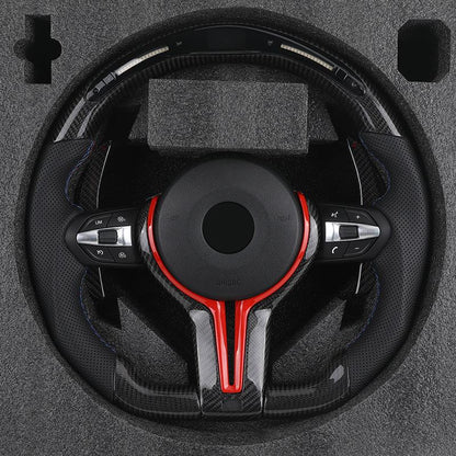Custom Red Trim M Sport Volant Lenkrad Leather Carbon Steering Wheel for BMW F10 F20 F30 F02 F06 E60 X5 E70 X6 E71 Z4 E85 E89 i8 - YunLexus