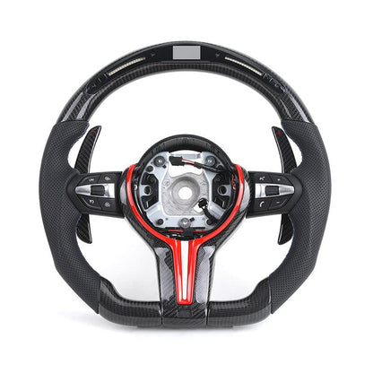 Custom Red Trim M Sport Volant Lenkrad Leather Carbon Steering Wheel for BMW F10 F20 F30 F02 F06 E60 X5 E70 X6 E71 Z4 E85 E89 i8 - YunLexus