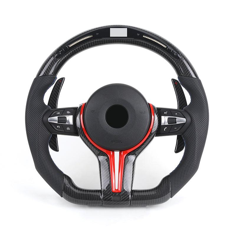 Custom Red Trim M Sport Volant Lenkrad Leather Carbon Steering Wheel for BMW F10 F20 F30 F02 F06 E60 X5 E70 X6 E71 Z4 E85 E89 i8 - YunLexus