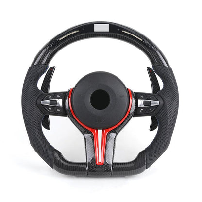 Custom Red Trim M Sport Volant Lenkrad Leather Carbon Steering Wheel for BMW F10 F20 F30 F02 F06 E60 X5 E70 X6 E71 Z4 E85 E89 i8 - YunLexus