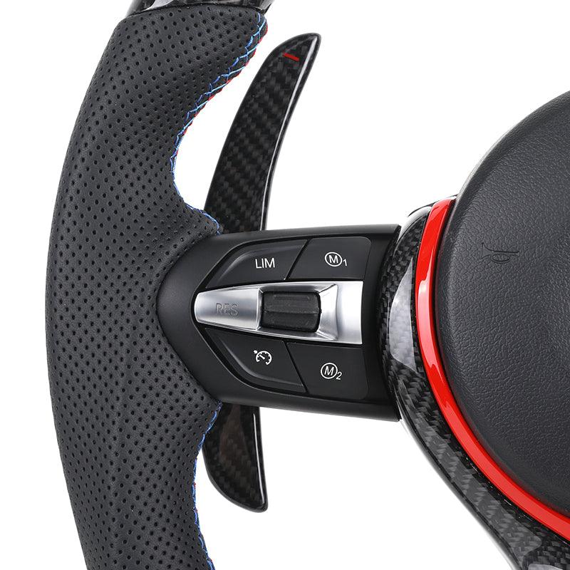 Custom Red Trim M Sport Volant Lenkrad Leather Carbon Steering Wheel for BMW F10 F20 F30 F02 F06 E60 X5 E70 X6 E71 Z4 E85 E89 i8 - YunLexus