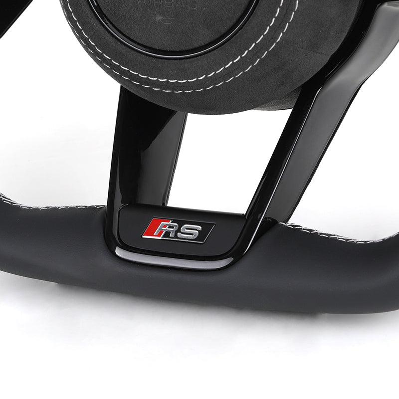 Custom RS R8 Volant Half Alcantara Leather Steering Wheel for Audi A3 A4 B6 RS6 C8 RS3 8V SQ8 SQ5 B8 B8.5 B9.5 Q3 S3 2015 2024
