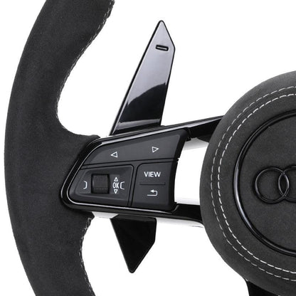 Custom RS R8 Volant Half Alcantara Leather Steering Wheel for Audi A3 A4 B6 RS6 C8 RS3 8V SQ8 SQ5 B8 B8.5 B9.5 Q3 S3 2015 2024