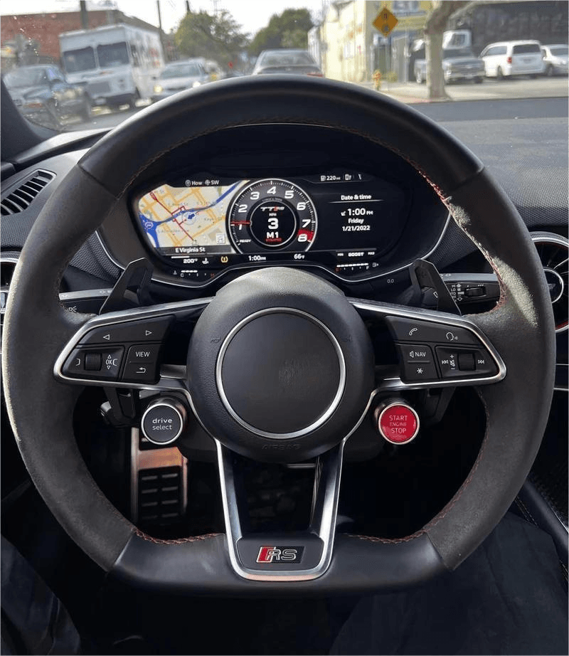 Custom RS R8 Volant Half Alcantara Leather Steering Wheel for Audi A3 A4 B6 RS6 C8 RS3 8V SQ8 SQ5 B8 B8.5 B9.5 Q3 S3 2015 2024