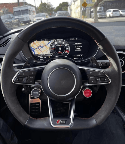 Custom RS R8 Volant Half Alcantara Leather Steering Wheel for Audi A3 A4 B6 RS6 C8 RS3 8V SQ8 SQ5 B8 B8.5 B9.5 Q3 S3 2015 2024