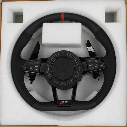 Custom RS R8 Volant Half Alcantara Leather Steering Wheel for Audi A3 A4 B6 RS6 C8 RS3 8V SQ8 SQ5 B8 B8.5 B9.5 Q3 S3 2015 2024