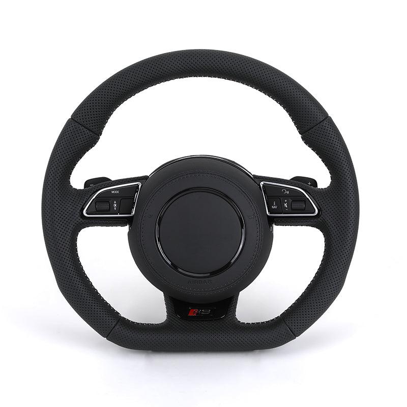 Custom RS Volant Lenkrad Flat Bottom Full Perforated Leather Steering Wheel for Audi RS RS5 RS3 A3 S5 A6 C6 C8 A8 Q8 A5 B8 S7 S6