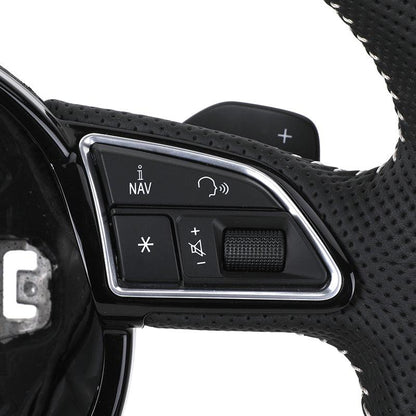 Custom RS Volant Lenkrad Flat Bottom Full Perforated Leather Steering Wheel for Audi RS RS5 RS3 A3 S5 A6 C6 C8 A8 Q8 A5 B8 S7 S6