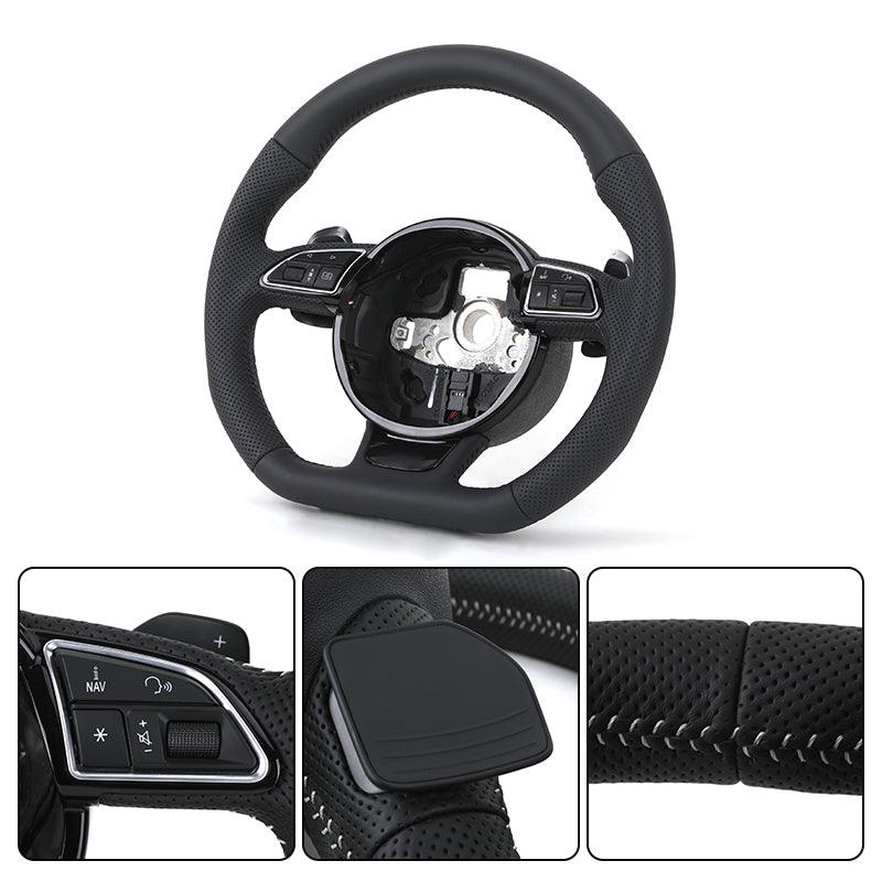 Custom RS Volant Lenkrad Flat Bottom Full Perforated Leather Steering Wheel for Audi RS RS5 RS3 A3 S5 A6 C6 C8 A8 Q8 A5 B8 S7 S6