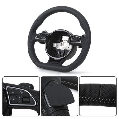 Custom RS Volant Lenkrad Flat Bottom Full Perforated Leather Steering Wheel for Audi RS RS5 RS3 A3 S5 A6 C6 C8 A8 Q8 A5 B8 S7 S6