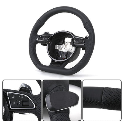 Custom RS Volant Lenkrad Flat Bottom Half Perforated Leather Steering Wheel for Audi A3 A4 B7 A6 C7 R8 RS3 A7 RS5 RS6 A8 Q5 Q8