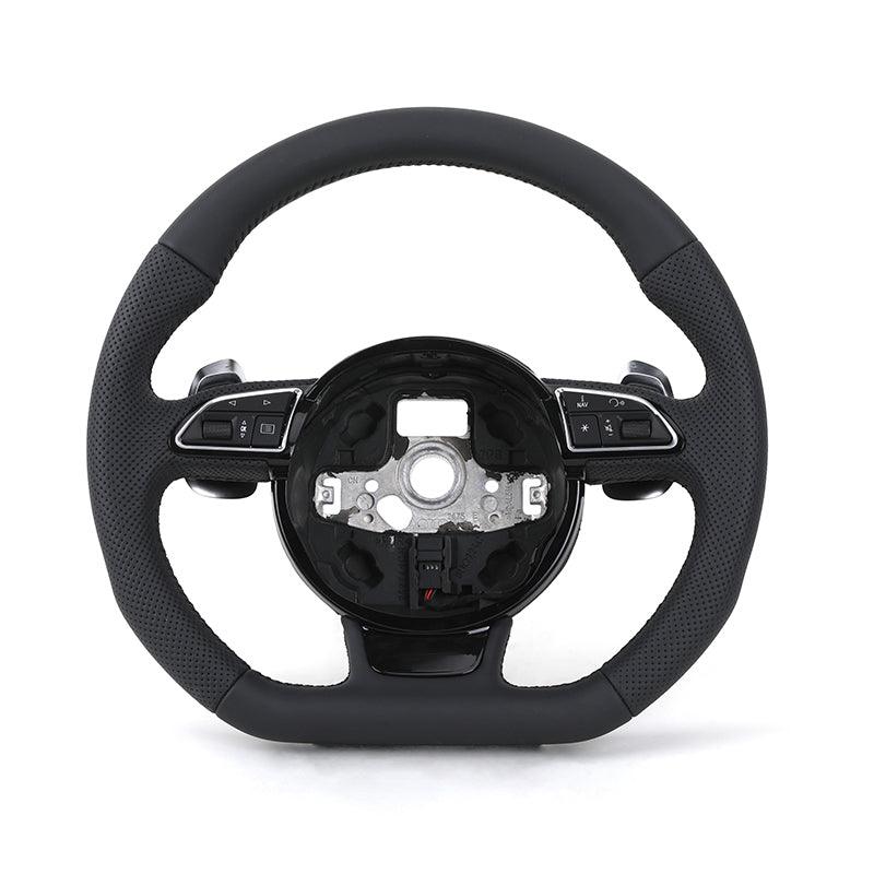 Custom RS Volant Lenkrad Flat Bottom Half Perforated Leather Steering Wheel for Audi A3 A4 B7 A6 C7 R8 RS3 A7 RS5 RS6 A8 Q5 Q8