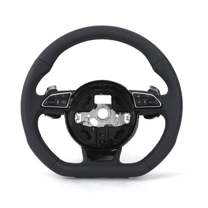 Custom RS Volant Lenkrad Flat Bottom Half Perforated Leather Steering Wheel for Audi A3 A4 B7 A6 C7 R8 RS3 A7 RS5 RS6 A8 Q5 Q8