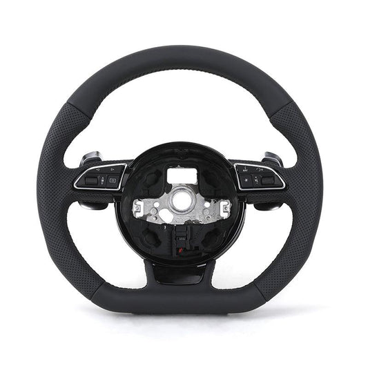 Custom RS Volant Lenkrad Flat Bottom Half Perforated Leather Steering Wheel for Audi A3 A4 B7 A6 C7 R8 RS3 A7 RS5 RS6 A8 Q5 Q8
