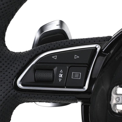 Custom RS Volant Lenkrad Flat Bottom Half Perforated Leather Steering Wheel for Audi A3 A4 B7 A6 C7 R8 RS3 A7 RS5 RS6 A8 Q5 Q8