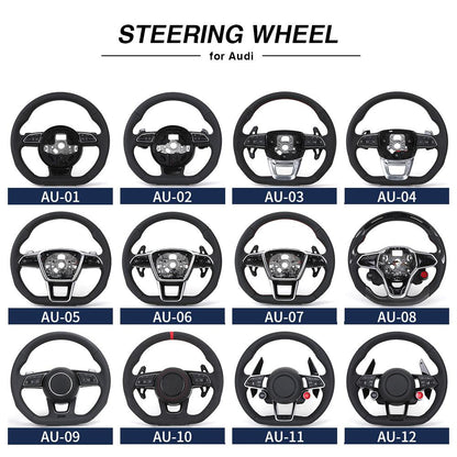 Custom RS Volant Lenkrad Flat Bottom Half Perforated Leather Steering Wheel for Audi A3 A4 B7 A6 C7 R8 RS3 A7 RS5 RS6 A8 Q5 Q8