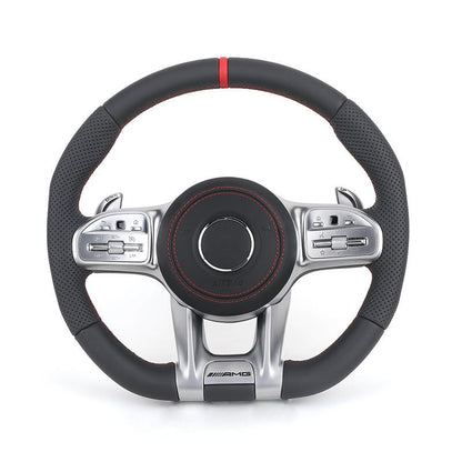 Custom Silver Trim Half Perforated Leather Steering Wheel for Mercedes Benz GLE W166 W167 W211 C300 W204 W205 W206 W213 W221 AMG - YunLexus Custom Custom Steering Wheels for Mercedes