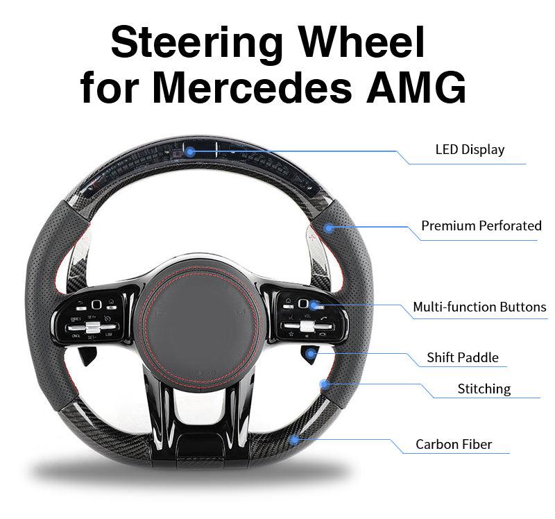 Custom Steering Wheel Volant Direksiyon Lenkrad for Mercedes Benz W212 W203 W204 W205 W222 W213 Cls Gle Glc 43 E63 E53 C63 Amg - YunLexus Custom Custom Steering Wheels for Mercedes