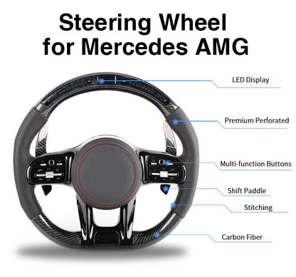 Custom Steering Wheel Volant Direksiyon Lenkrad for Mercedes Benz W212 W203 W204 W205 W222 W213 Cls Gle Glc 43 E63 E53 C63 Amg - YunLexus Custom Custom Steering Wheels for Mercedes
