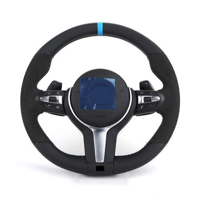 Custom Top Strip Alcantara Leather M Sport Lenkrad Volant Steering Wheel for BMW 3 Series F10 F30 X5 E70 E60 E90 E92 F20 F25 F32 - YunLexus