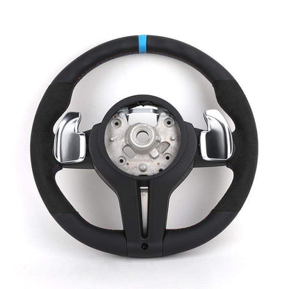 Custom Top Strip Alcantara Leather M Sport Lenkrad Volant Steering Wheel for BMW 3 Series F10 F30 X5 E70 E60 E90 E92 F20 F25 F32 - YunLexus