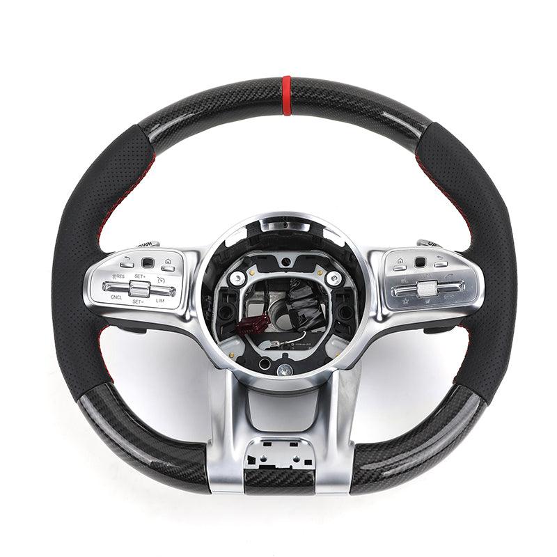 Custom Upgrade Leather Carbon Fiber Steering Wheel for Mercedes Benz S E Class W213 W205 W204 W222 W212 W221 GLC GLS GLB AGM GT - YunLexus Custom Custom Steering Wheels for Mercedes