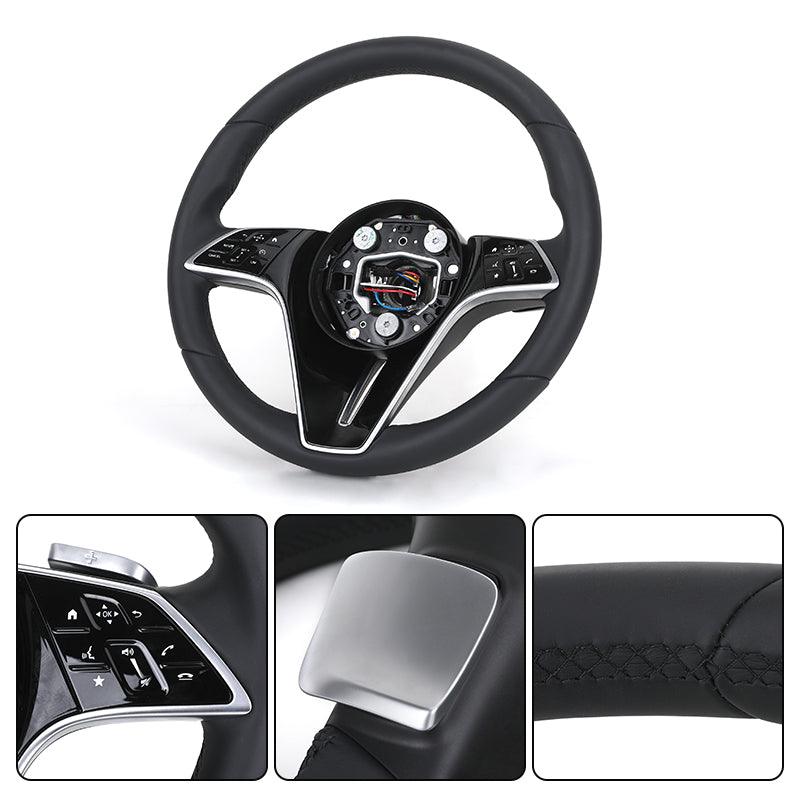 Custom Upgrade Volant Lenkrad Black Full Leather Steering Wheel for Mercedes Benz Maybach S-Class W221 W222 W223 AMG S63 GLS 600 - YunLexus Custom Custom Steering Wheels for Mercedes