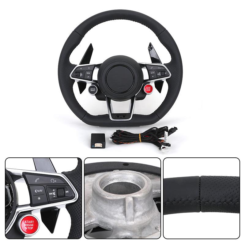 Custom Upgrade Volant Lenkrad Sliver Trim Leather Steering Wheel for Audi A3 A4 A5 A6 A7 A8 C7 R8 Rs3 RS6 B8 B9 S7 RS S Line