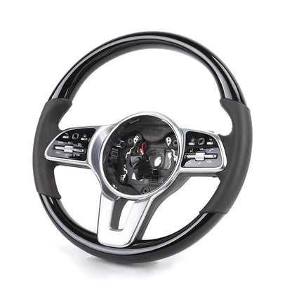 Custom Volant Black Piano Leather Exclusive Wooden Steering Wheel for Mercedes Benz S-Class W222 W223 Maybach W247 W246 W242 - YunLexus Custom Custom Steering Wheels for Mercedes