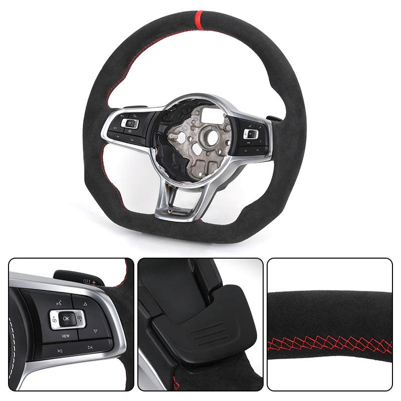 Custom Volant Full Alcantara Steering Wheel for Volkswagen VW Polo Passat CC Jetta Golf R 6 7 8 6R 7R 8R MK5 Mk6 MK7 Gti Gtd - YunLexus Custom Custom Steering Wheels for Volkswagen