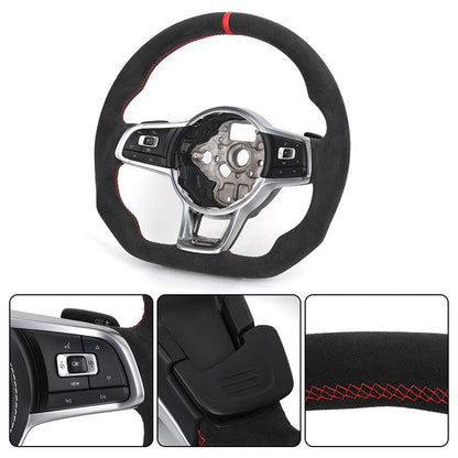 Custom Volant Full Alcantara Steering Wheel for Volkswagen VW Polo Passat CC Jetta Golf R 6 7 8 6R 7R 8R MK5 Mk6 MK7 Gti Gtd - YunLexus Custom Custom Steering Wheels for Volkswagen